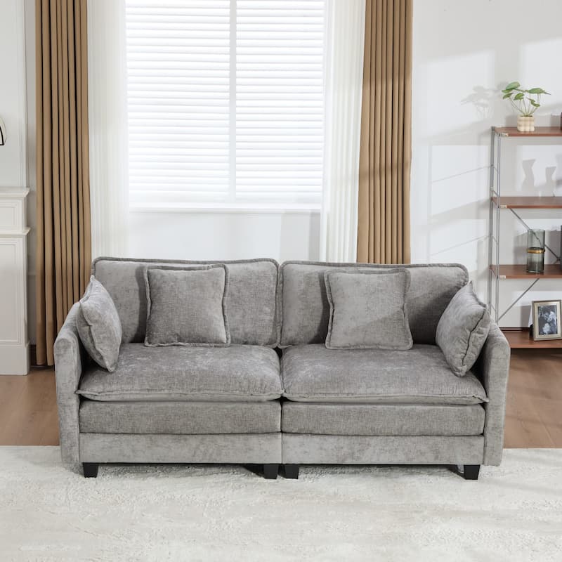 Cloud Sofa LoveSeat (Ottoman is not included), Modern Sectional Couch, Comfy Double Layer Upholstered Seat Cushion