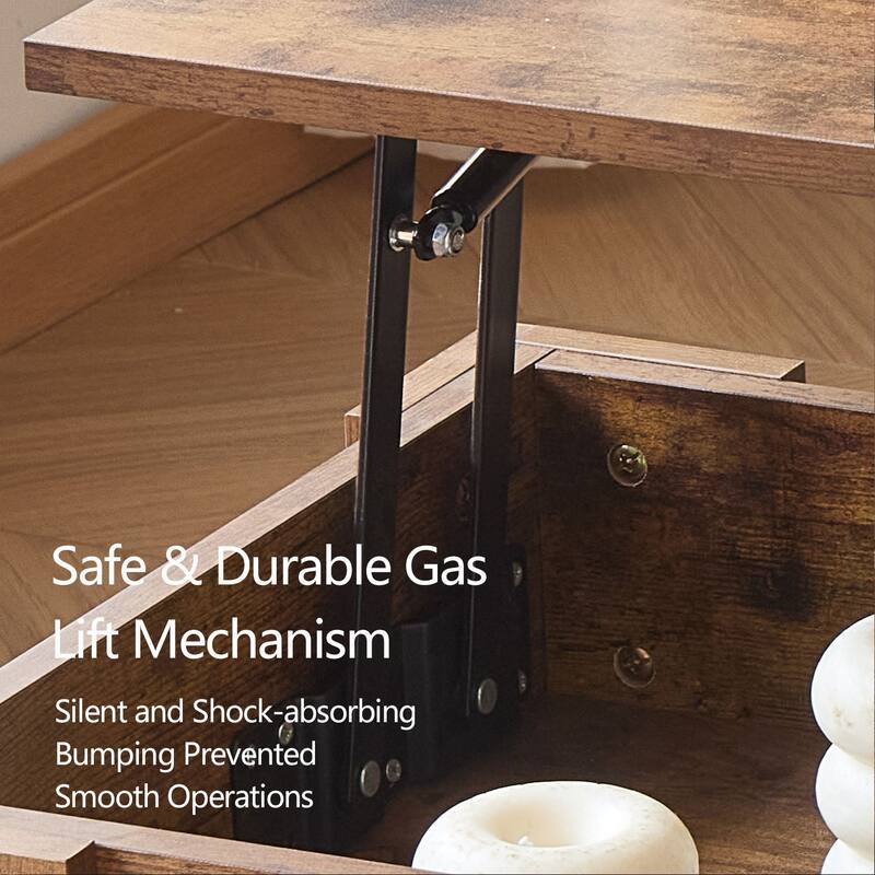 Wooden Coffee Table, Lift Top Coffee Table With Large Hidden Storage Shelf, Lift Tabletop Dining Tables