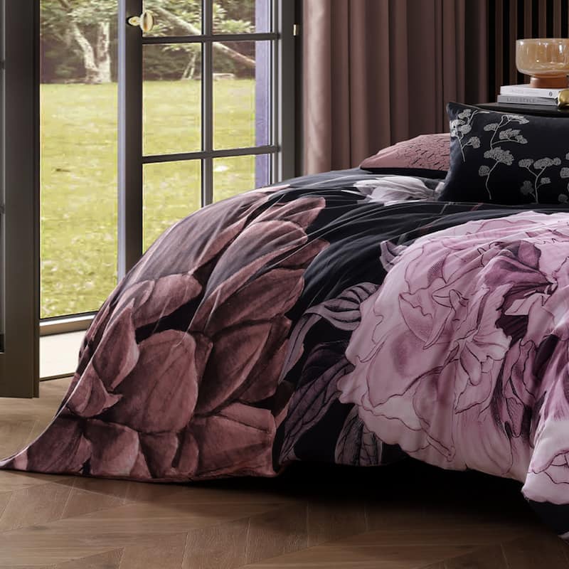Bebejan Midnight Meadow 200 Thread Count 100% Cotton Sateen 5 Piece Reversible Comforter Set