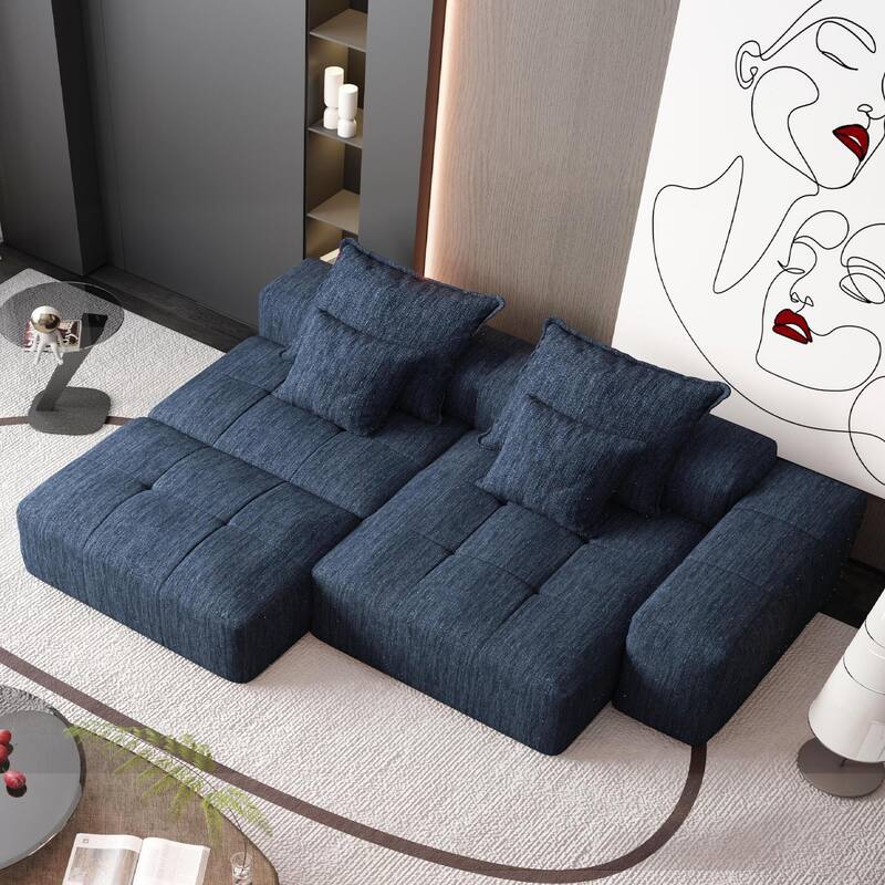 GDFStudio - Sparkling Chenille Oversized 128" Modular Sectional Sofa with Ottoman