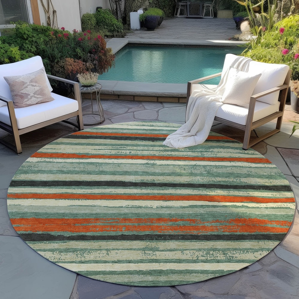 Machine Washable Indoor/ Outdoor Chantille Stripe Rug