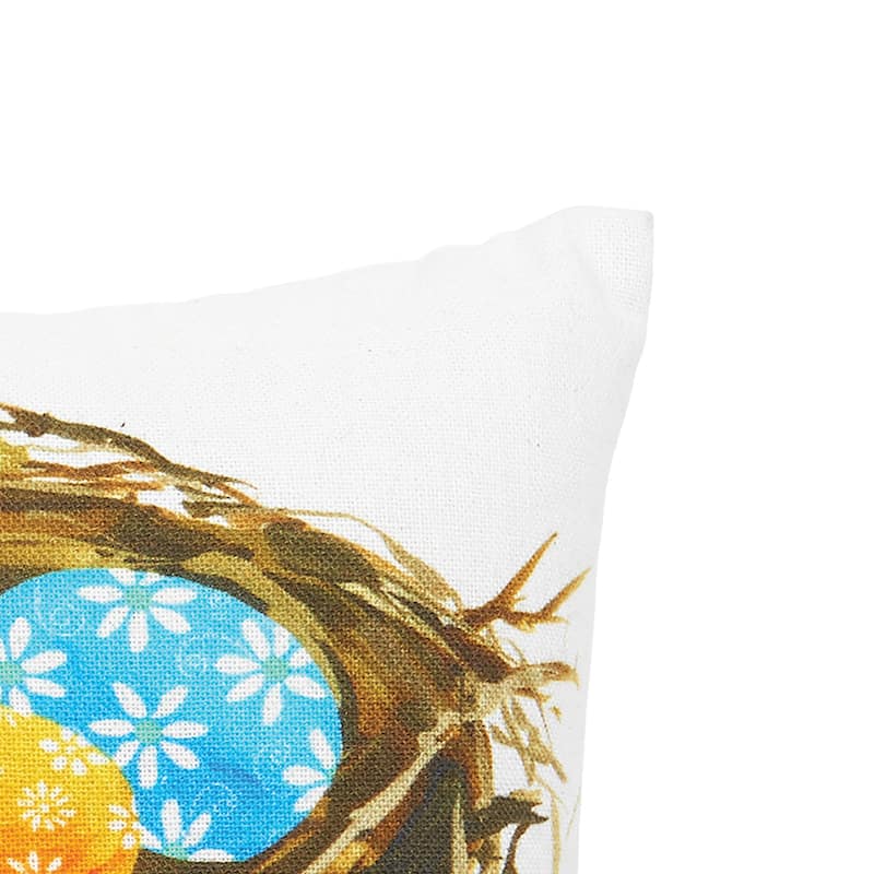 8" x 8" Chicks & Nest Easter Printed Throw Pillow