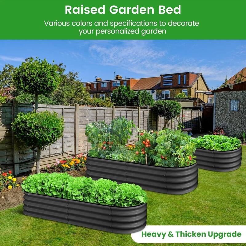 2 Pcs 4.5x2x1.5ft Galvanized Raised Garden Bed, Planter Box for Vegetables, Flowers, Fruits