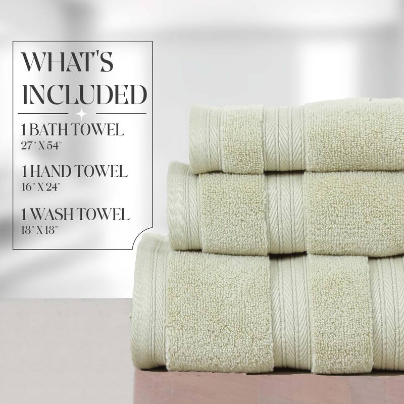 Home Weavers Elegance Essentials 550GSM Cotton Zero Twist Super Absorbent Bath Towel Set of 3