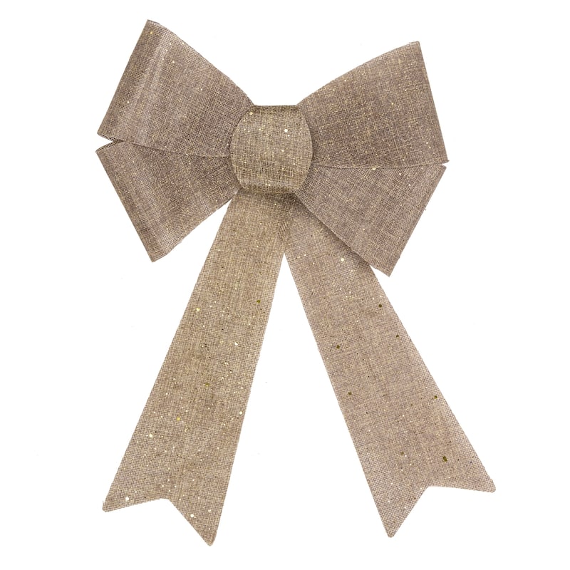 16" LED Lighted Glitter Burlap Bow Christmas Decoration with Color Changing Lights