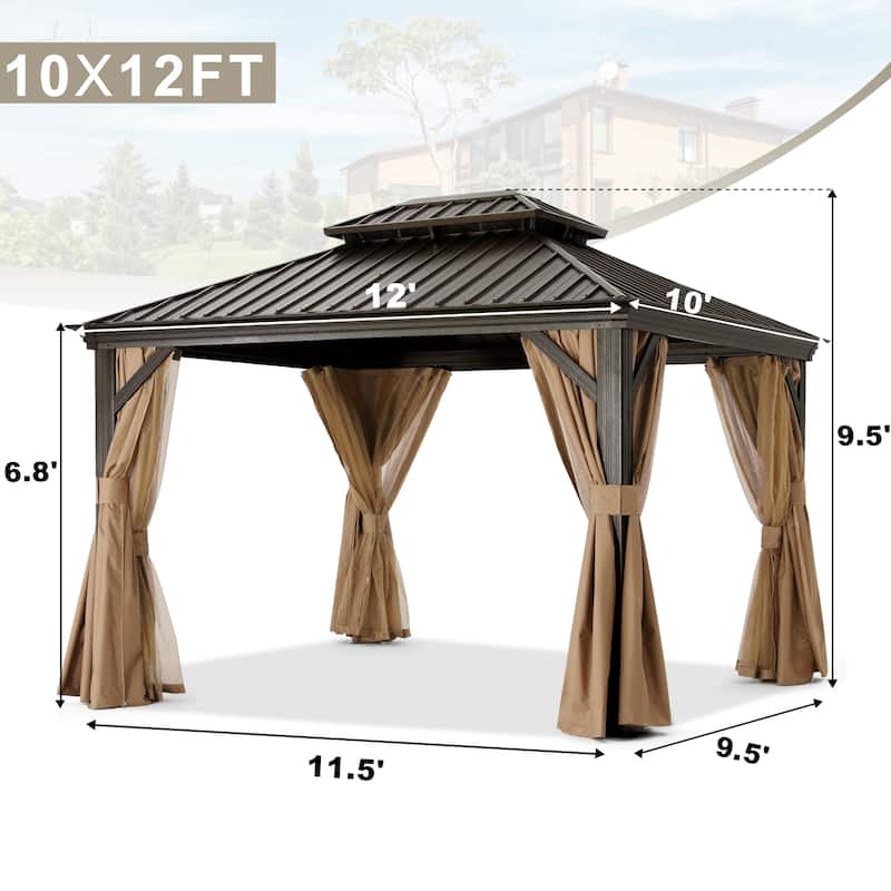ABCCANOPY Outdoor Hardtop Gazebo with Galvanized Steel Double Roof