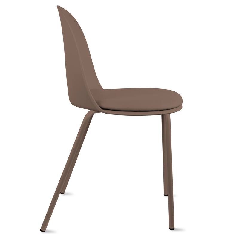 Set of 2 Plastic Dining Chairs Padded Seat Cushion For Kitchen Outdoor Patio Office Waiting Room Breakroom Guest