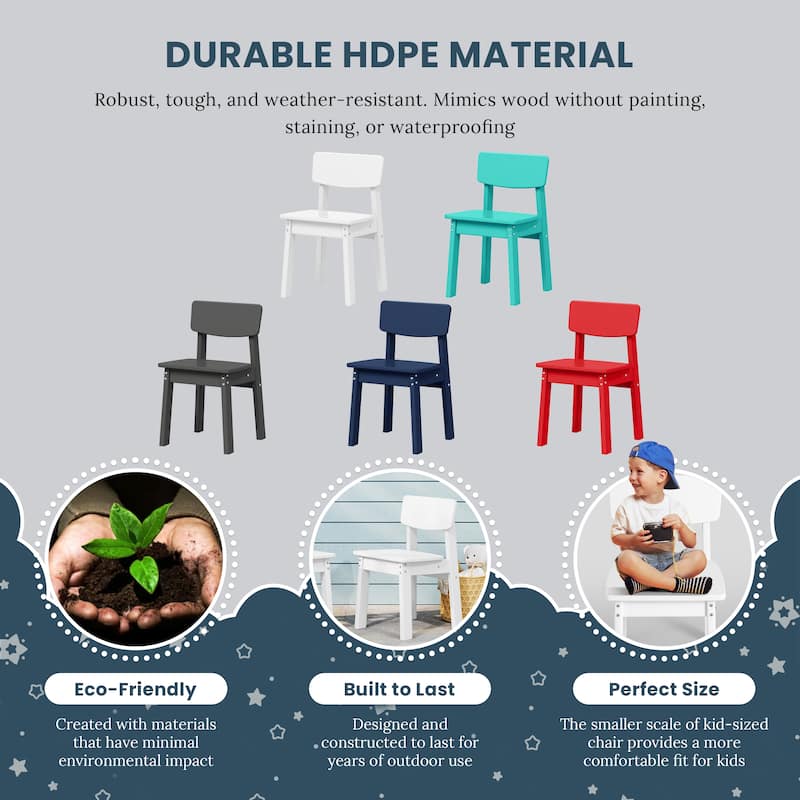 Polytrends Modern Mini Kids Outdoor Dining Chair (Set of 2)