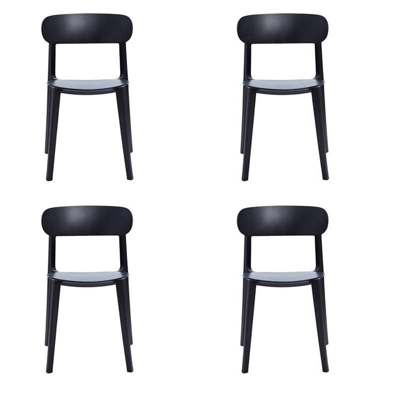 HomeRoots Set of Four Black Heavy Duty Plastic Dining Side Chairs - 20.46 in. x 30.50 in. x 18.89 in.