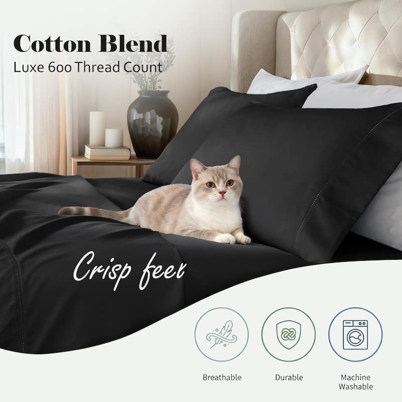 Superior Pandora Cotton Blend Embroidered 600 Thread Count Pillowcases, Set of 2