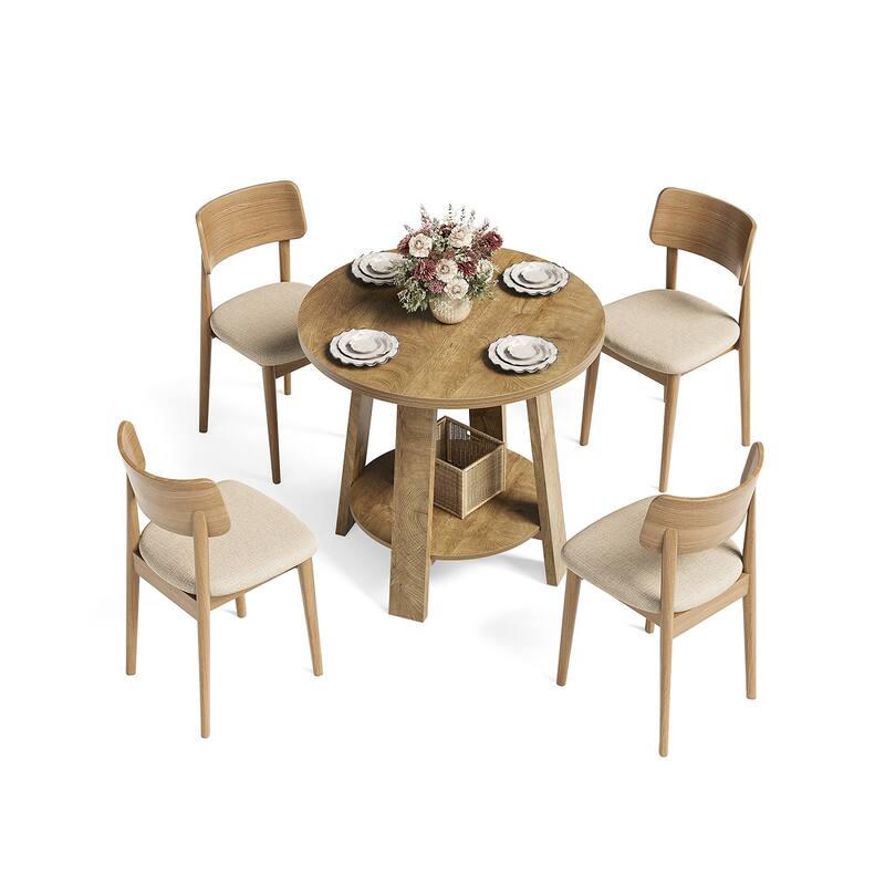 Modern Farmhouse Small Dining Table, 31.5-Inch Round Dining Table