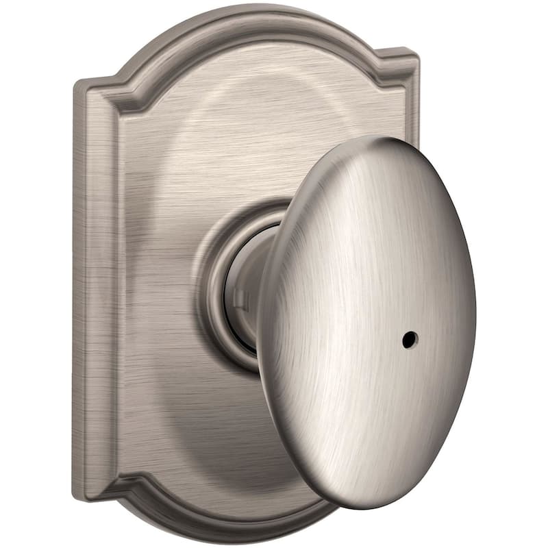 Schlage Siena Privacy Door Knob Set with Decorative Camelot Trim - Satin Nickel