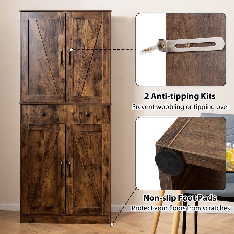 Costway 72" Tall Kitchen Pantry Modern Farmhouse Cupboard Cabinet with - See Details