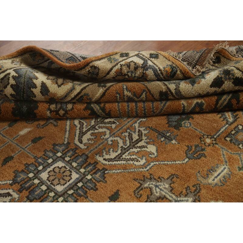 Orange Rust Heriz Serapi Indian Area Rug Handmade Wool Carpet - 7'10" x 10'0"