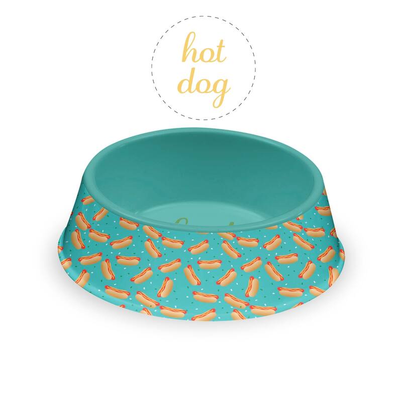 Abode Homewares Fun Food Melamine Hot Dog Pet Bowl - Large - 6 Cups - Teal - Set of 2