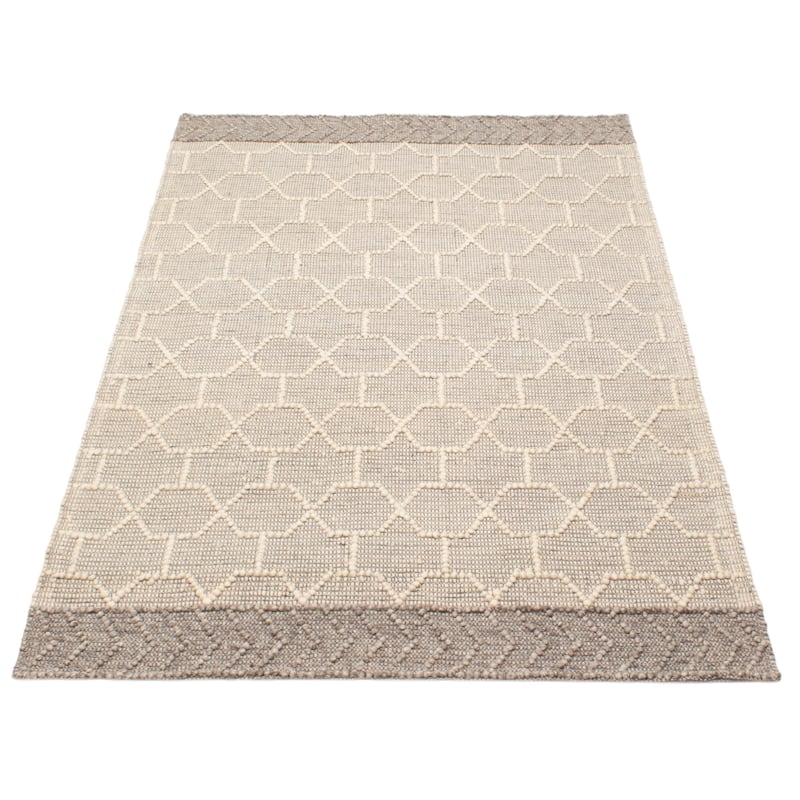 ECARPETGALLERY Braid weave Sienna Grey Wool Rug - 5'0 x 7'9