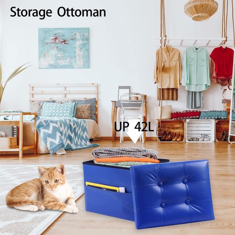 17"Storage Ottoman Folding Footstool