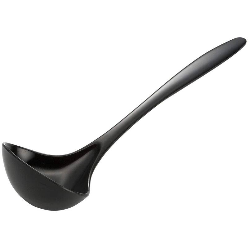 Hutzler 11-Inch Melamine Soup Ladle, BPA Free and Heat Resistant Serving Spoon - Black