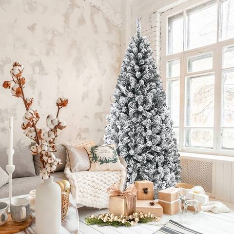 Snow-flocked Artificial Hinged Christmas Tree (6 / 7.5 / 9 ft.)