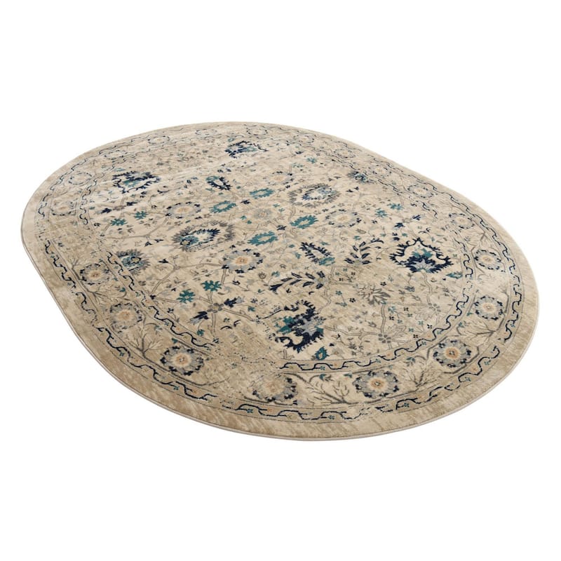 Traditional Hadeya Collection Area Rug - Beige - 7'10"x10' Oval