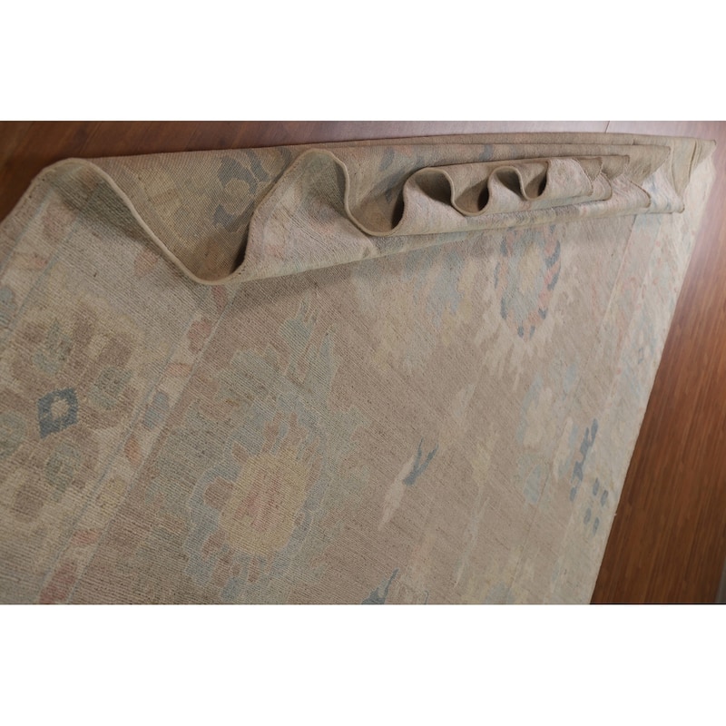 Oushak Turkish Large Area Rug Hand-knotted Floral Wool Carpet - 9'11"x 13'7"