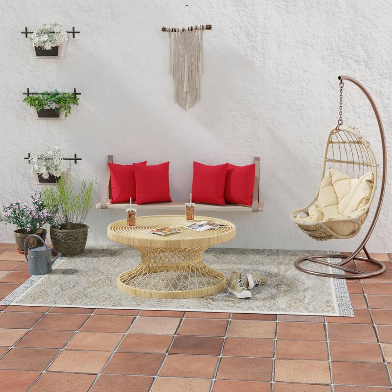 Sunbrella 16" x 16" Red Solid Outdoor Throw Pillow - Set of 2 - 16'' L x 16'' W x 4'' H - Canvas Jockey