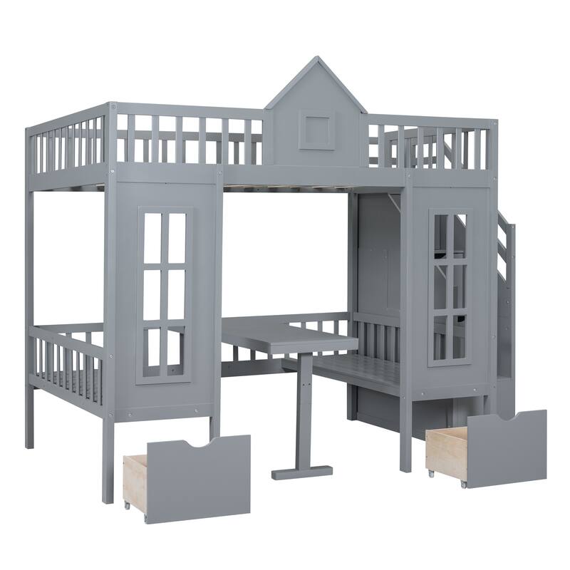 Pine Bunk Bed with Storage