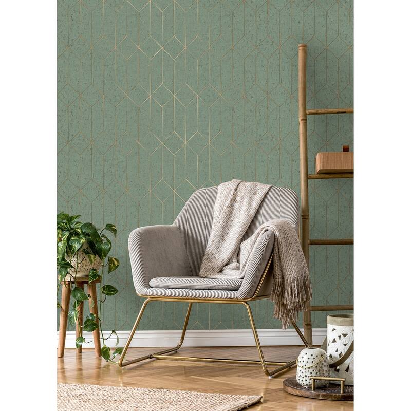 Advantage Hayden Mint Concrete Trellis Wallpaper