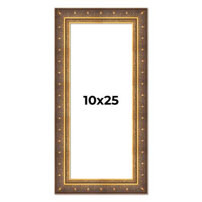 10x25 Frame Vintage Gold Solid Wood Picture Frame | 2.5 Inch Moulding