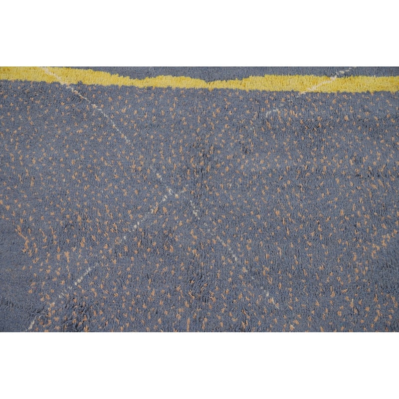 Blue Moroccan Oriental Area Rug Hand-Knotted Wool Carpet - 7'2" x 10'7"