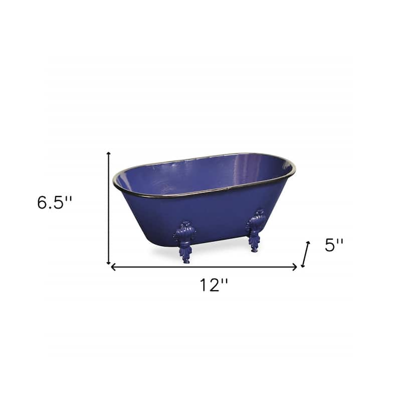 HomeRoots Jumbo Royal Blue Bathtub Decorative Sculpture - 12' X '5' X '6.5