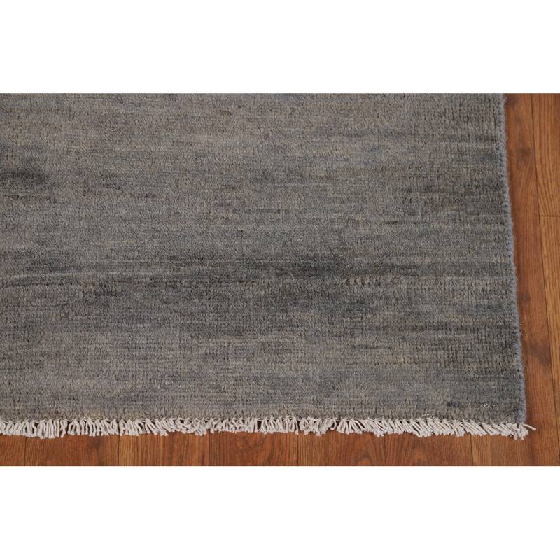 Solid Gray Gabbeh Modern Foyer Rug Hand-Knotted Wool Carpet - 3'3"x 4'10"