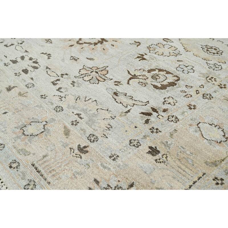Multi Size Hand Knotted Blue Traditional Oushak Wool Oriental Area Rug - 6' x 8' 10''