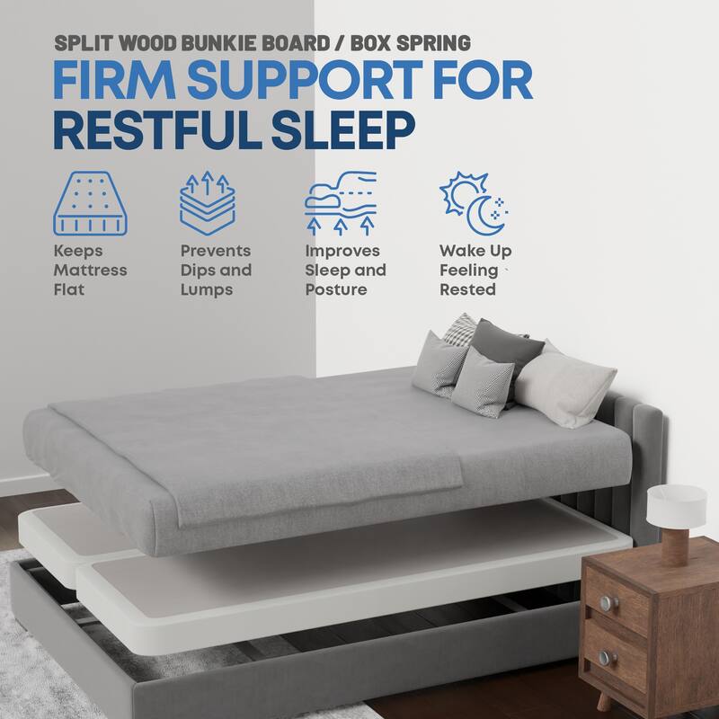 Onetan 8-Inch & 4-Inch Wooden Box Spring/Foundation Ideal for Mattress, No Assembly Needed, White.