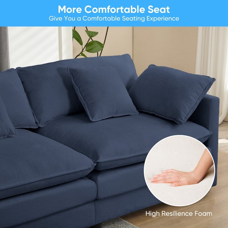 Mixoy 113''L-Shaped Modular Sectional Sofa,Modern Chenille 4-Seater Cloud Couch with Ottoman and Thickened Cushion