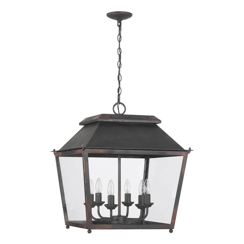 Golden Lighting Abingdon 6-light Pendant in Antique Black Iron - Gold