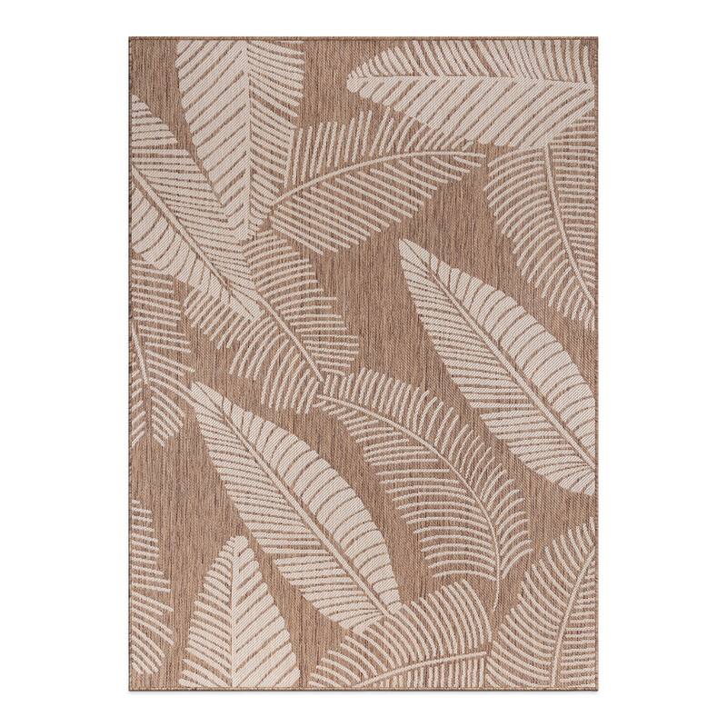 World Rug Gallery Distressed Palm Leaves Textured Flat Weave Indoor/Outdoor Area Rug