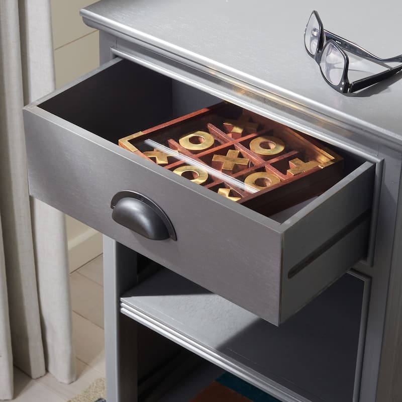 SAFAVIEH Clemie Grey Storage Side Table - 17.7" x 13.8" x 29.9" - 18Wx14Dx30H - Grey