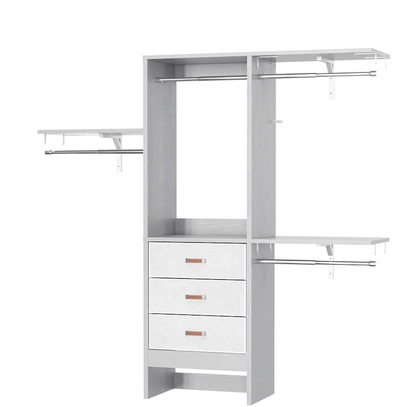 4FT Kid‘s Closet System with Fabric Drawers, DIY Closet Organizer with Adjustable Hanging Rods