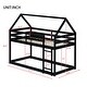 preview thumbnail 28 of 33, Wooden Twin over Twin Bunk Bed with House Roof, Ladder, Guardrails, and Under-Bed Storage