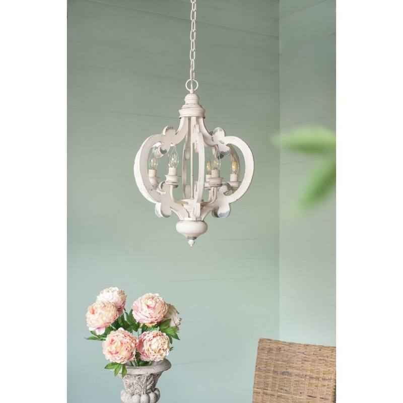 French Country Wood 6-Light Chandelier Fixture with Adjustable Chain