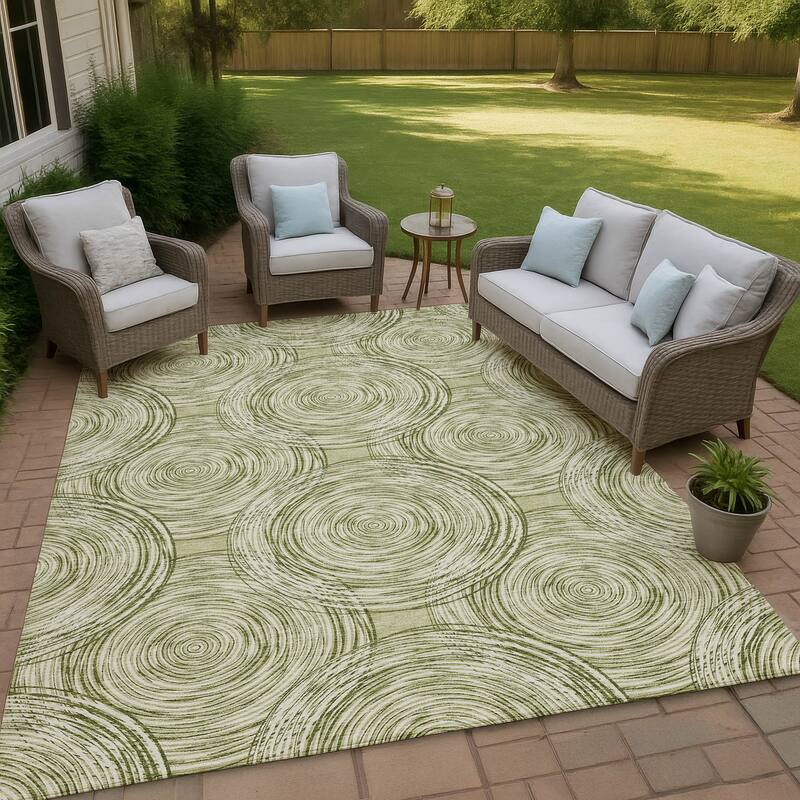 Machine Washable Indoor/ Outdoor Modern Pune Chantille Rug - Aloe - 5' x 7'6"