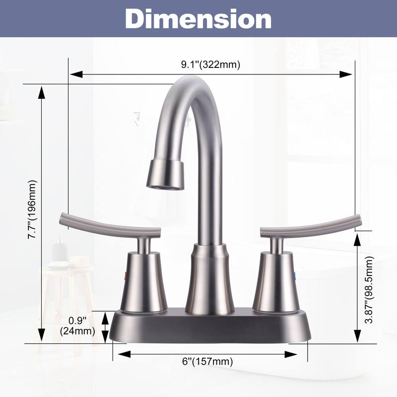 WOWOW 4 in. Double Handle Centerset Bathroom Sink Faucet