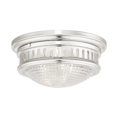 Livex Lighting 2-light Polished Nickel Flush Mount, 73052-35 - 13" Dia. x 5.75" H