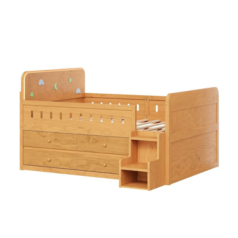 Storage Bed with LED Headboard and Four Drawers by Harper&Bright Designs