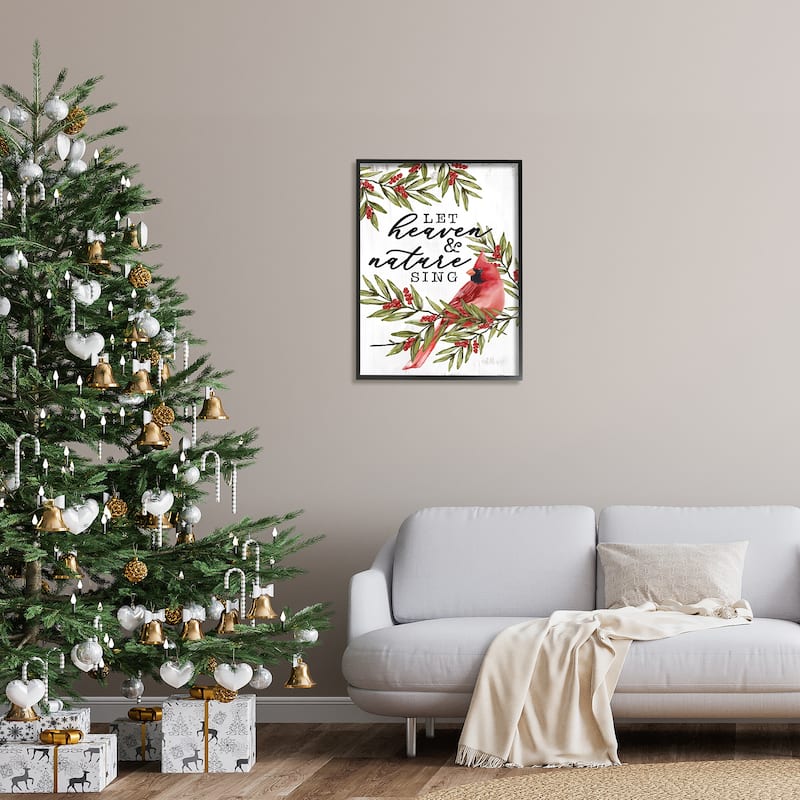 Stupell Festive Phrase Cardinal Framed Giclee Art Design by Dogwood Portfolio