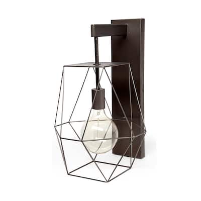 Cordova 12x19 Gray Metal Hanging Bulb Caged Wall Sconce - 12.0L x 10.0W x 19.0H