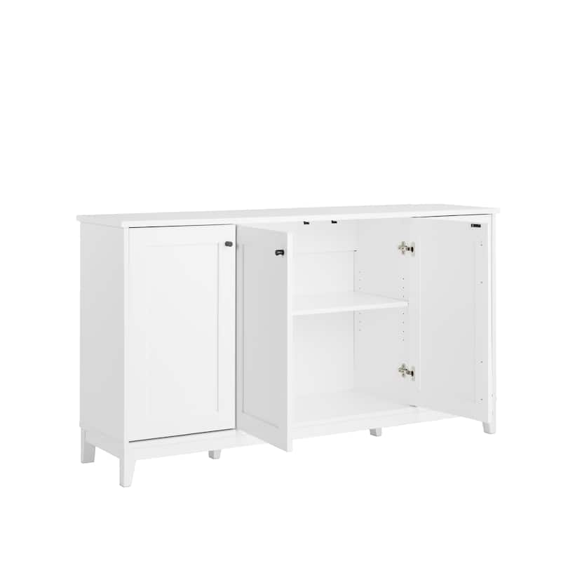 Prepac Yaletown 4 Panel Door 60"W Console Table with Storage, Storage Cabinet with Doors and Shelves, Sideboard Storage Cabinet