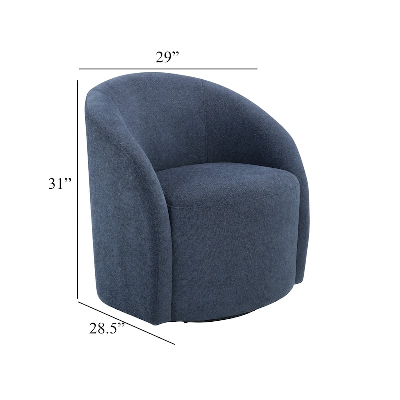 Saho Swivel Accent Chair, Barrel Style, Foam Padded, Modern Blue Boucle