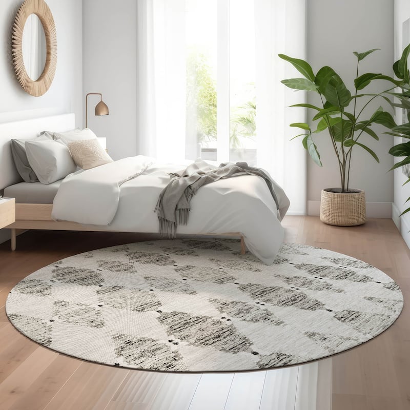 Premium Washable Super Soft Moroccan Boho Mayfield Rug - Taupe - 8' x 8' - Round